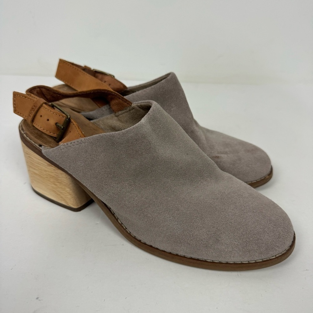 Toms Leather Suede Mary Jane Closed Toe Block Heel Shoes